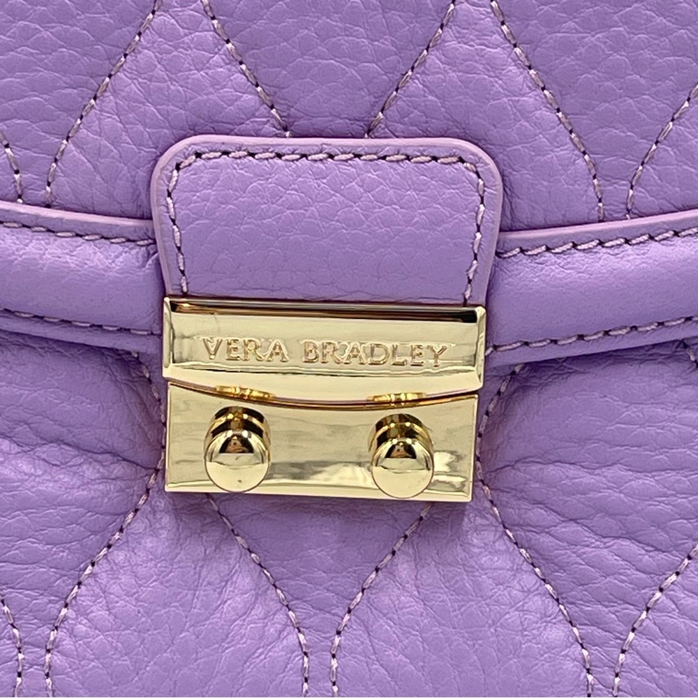 Vera Bradley Lavender Quilted leather Crossbody Bag adjustable strap. Used. - Picture 2 of 14